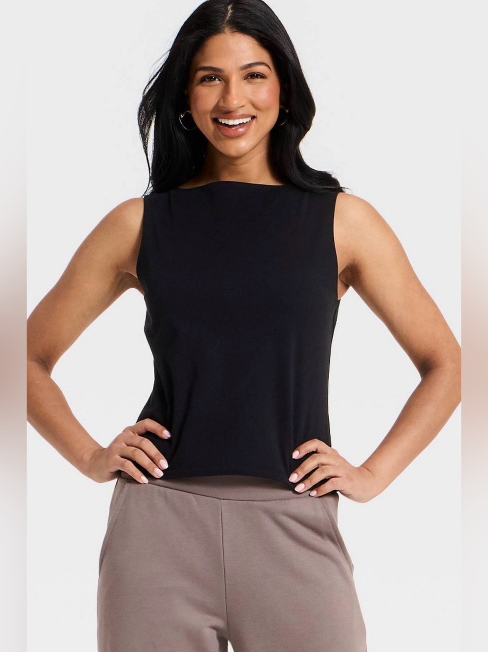 NWT A New Day Women's Sculpt Boat Neck Tank Top- Black- Small